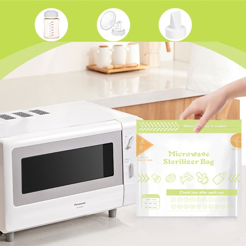 Zwitsal Baby Products - ถุงนึ่งฆ่าเชื้อด้วยไอน้ำในไมโครเวฟแบบใช้ซ้ำได้ 10 แผ่น/ชุด สำหรับขวดนมเด็กและอุปกรณ์ให้นม