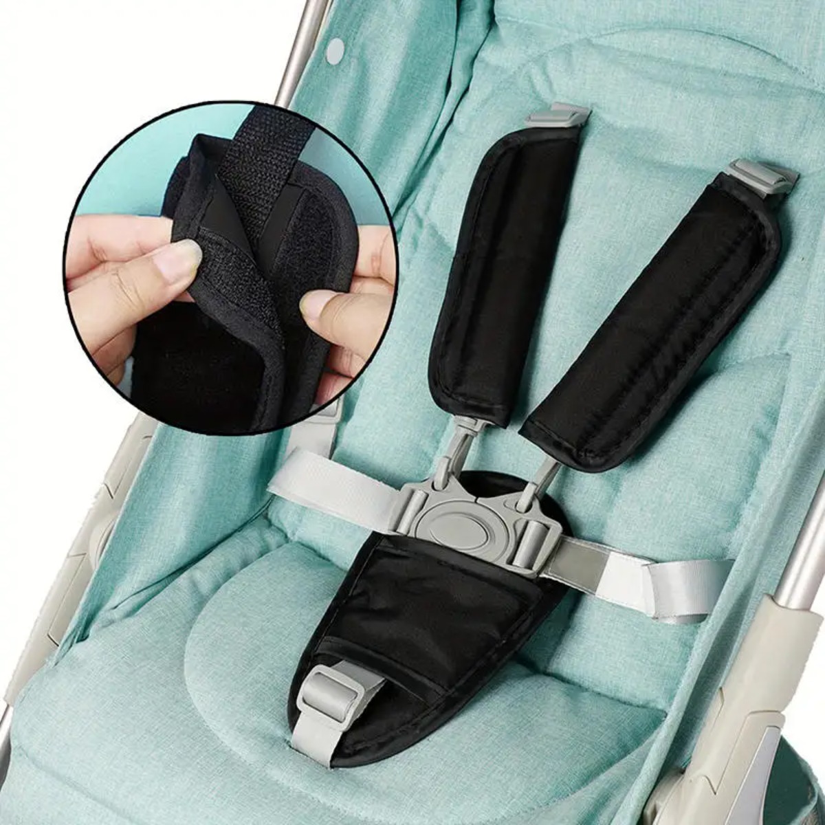 Infant Car Seat Cover - แผ่นรองเข็มขัดนิรภัยสำหรับเบาะนั่งเด็กอ่อน ปลอกหุ้มสายสะพายไหล่รถเข็นเด็กอเนกประสงค์ ป้องกันการรัดคอ แผ่นรองนุ่มสำหรับสายรัดนิรภัยรถเข็นเด็ก